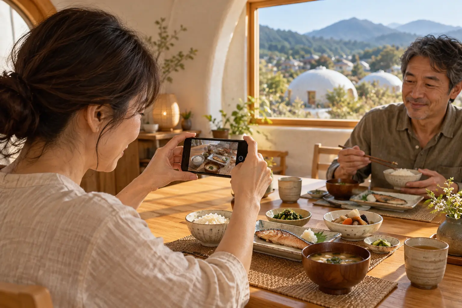 自宅で食事をスマートフォンに記録するサービスのイメージ